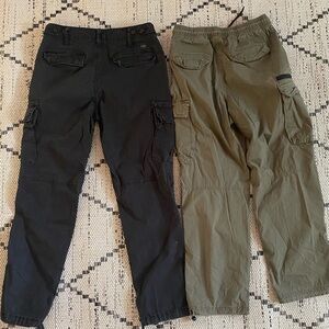 Men's Black and Olive Cargo Pants